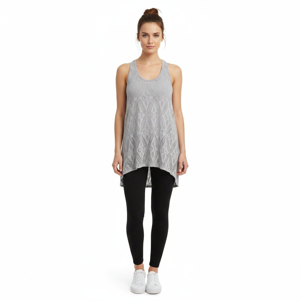 George Lace Tank Top High Low Racerback Boho Fairycore Gray Size S (4-6)